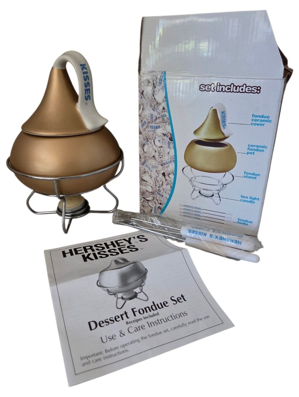 vintage hersheys kisses dessert fondue set gold ceramic chocolate